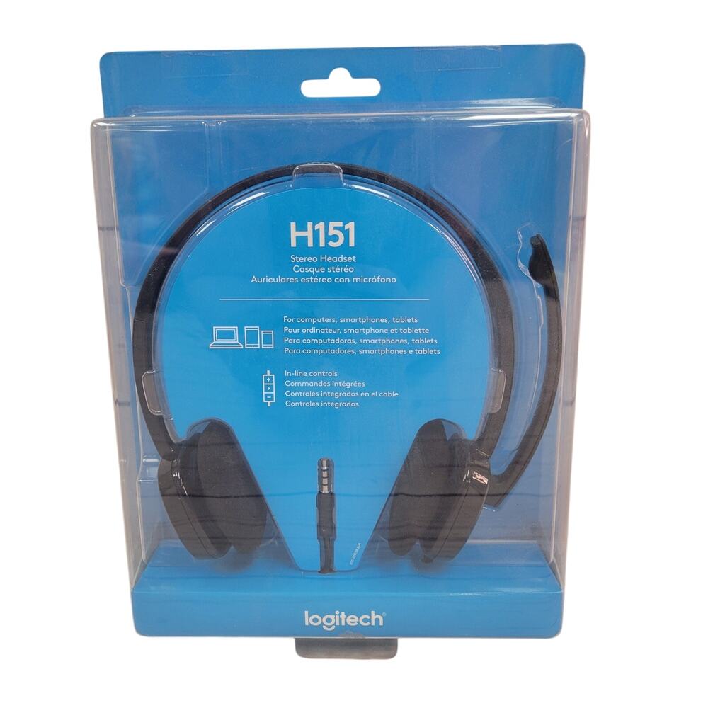 Logitech H151 Stereo Headset Multi Device  In-Line Controls NEW